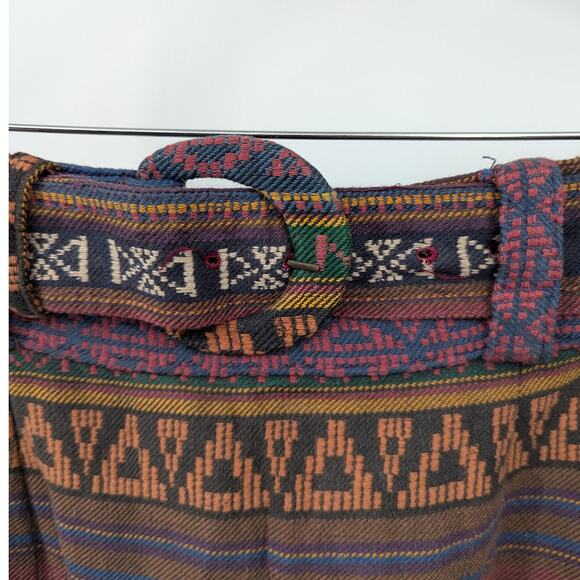 Vintage Huntington Ridge Belted Aztec Midi Skirt Size 9/10 Boho 100% Cotton - Picture 3 of 6